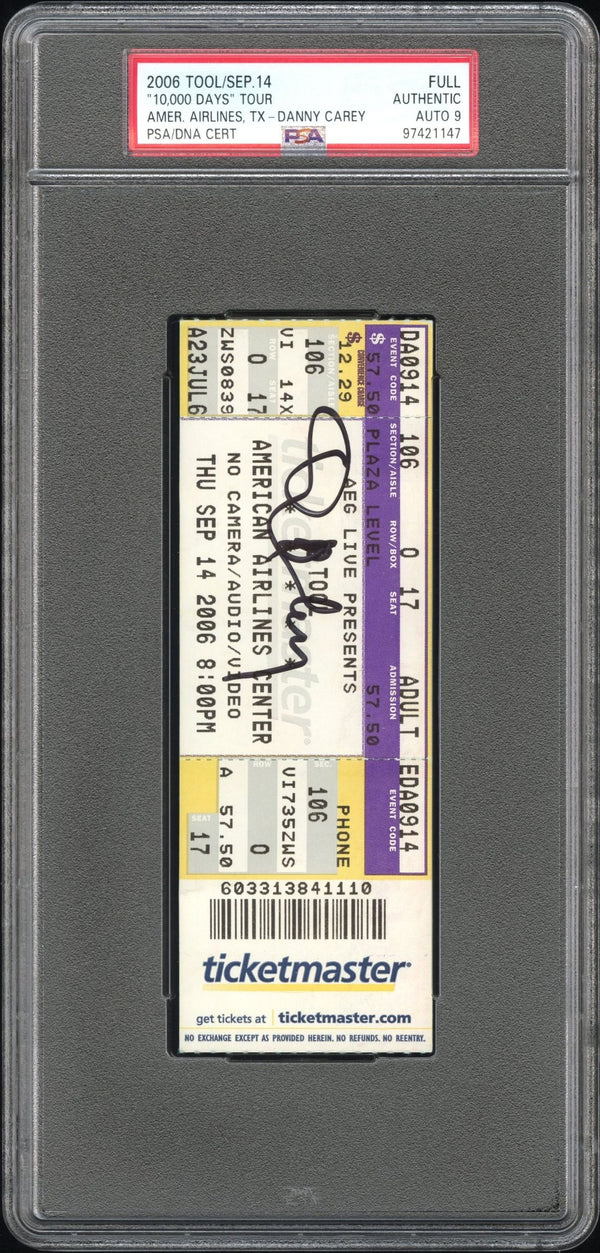 Danny Carey Signed Autographed Full Ticket “10,000 Days” Tour 9/14/06 PSA/DNA 9 Mint