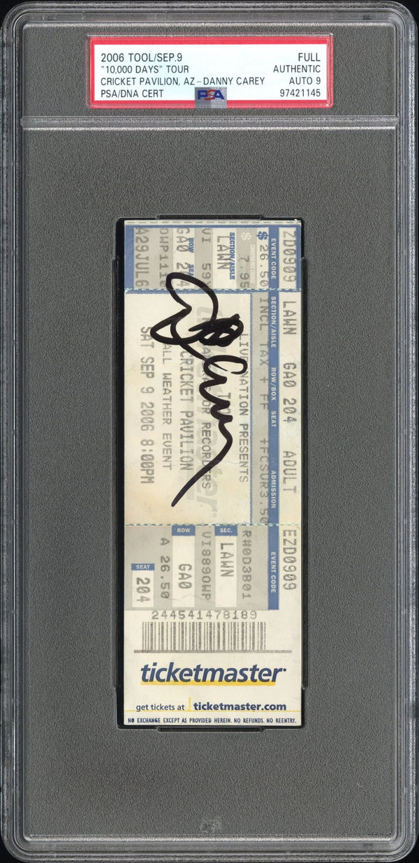 Danny Carey Signed Autographed Full Ticket “10,000 Days” Tour 9/9/06 PSA/DNA 9 Mint