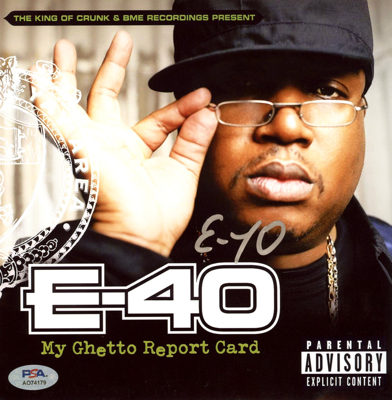 E-40 Signed Autographed 8x8 Photo “My Ghetto Report Card” PSA/DNA Authenticated