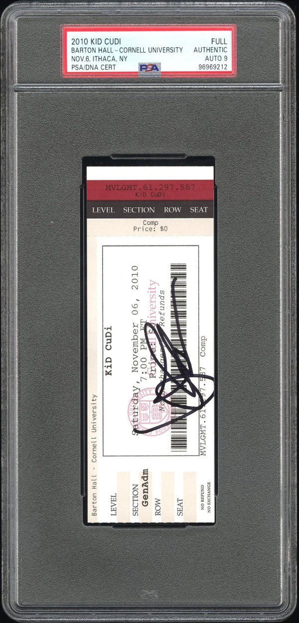 Kid Cudi Signed Autographed Full Ticket 11/6/10 PSA/DNA 9 Mint