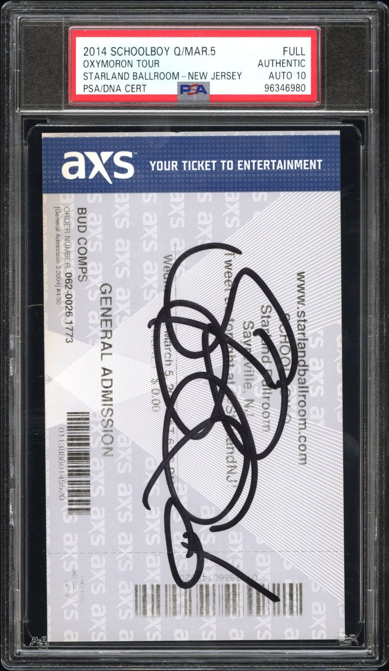 Schoolboy Q Signed Autographed Full Ticket "Oxymoron" Tour 3/5/14 PSA/DNA 10 Gem Mint