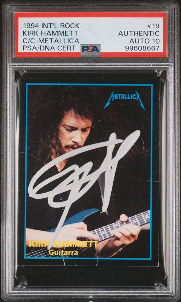 1994 International Rock Card Collection #19 Kirk Hammett Auto PSA/DNA 10 Gem Mint