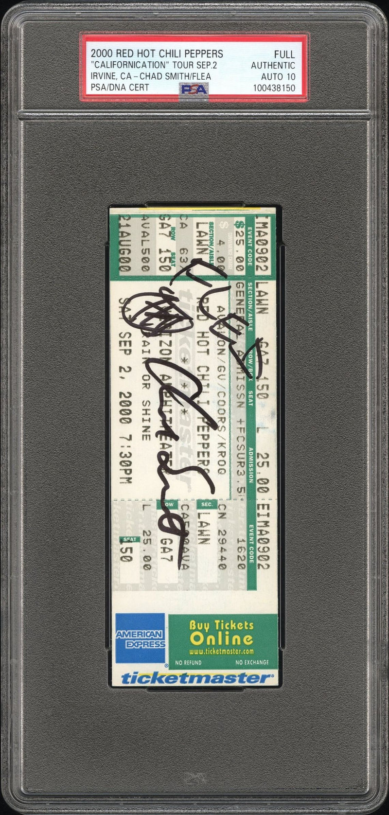 Red Hot Chili Peppers Signed Autographed Full Ticket “Californication” Tour 9/2/00 PSA/DNA 10 Gem Mint