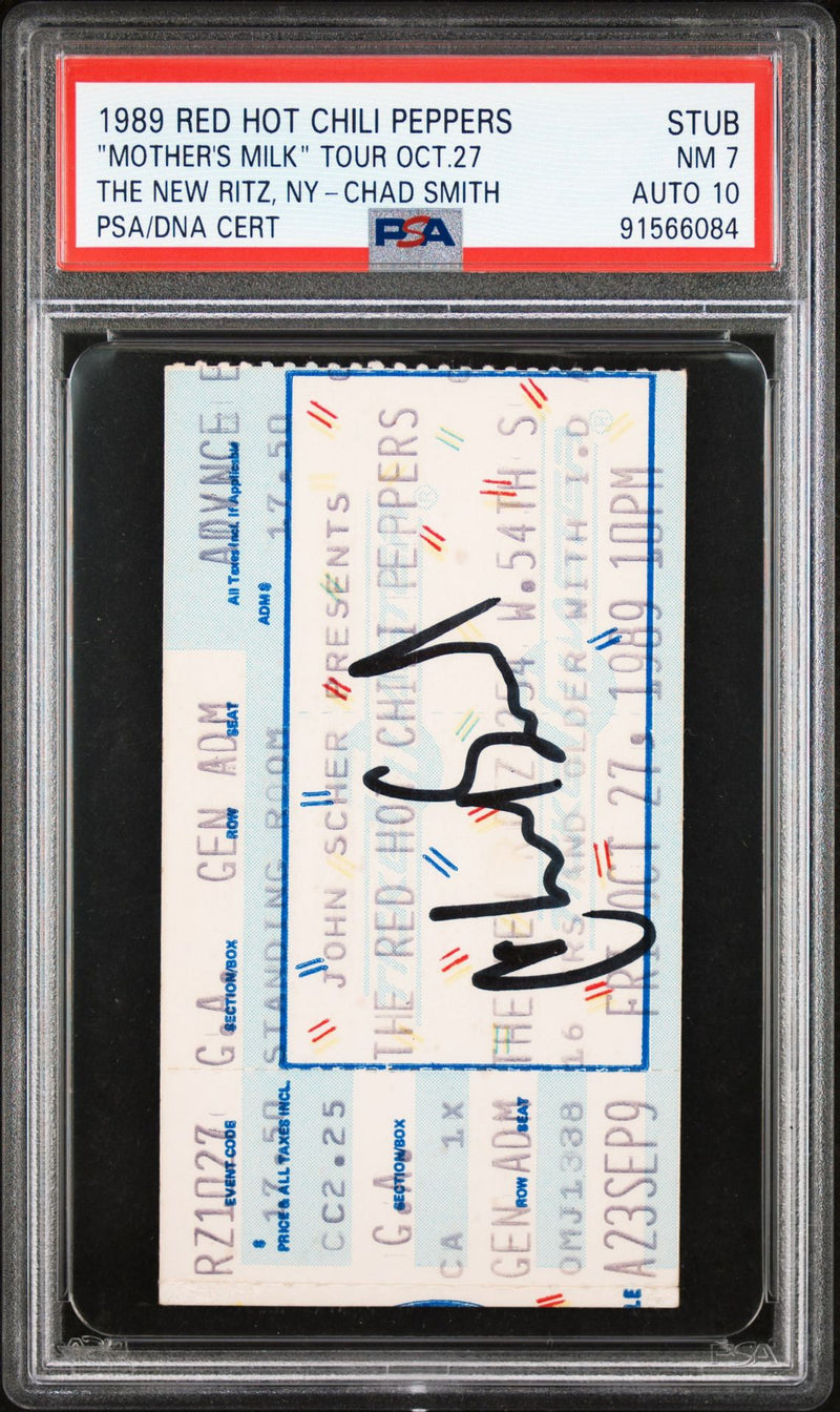 Chad Smith Signed Autographed Ticket Stub “Mother’s Milk” Tour 10/27/89 PSA 7/10 Near Mint