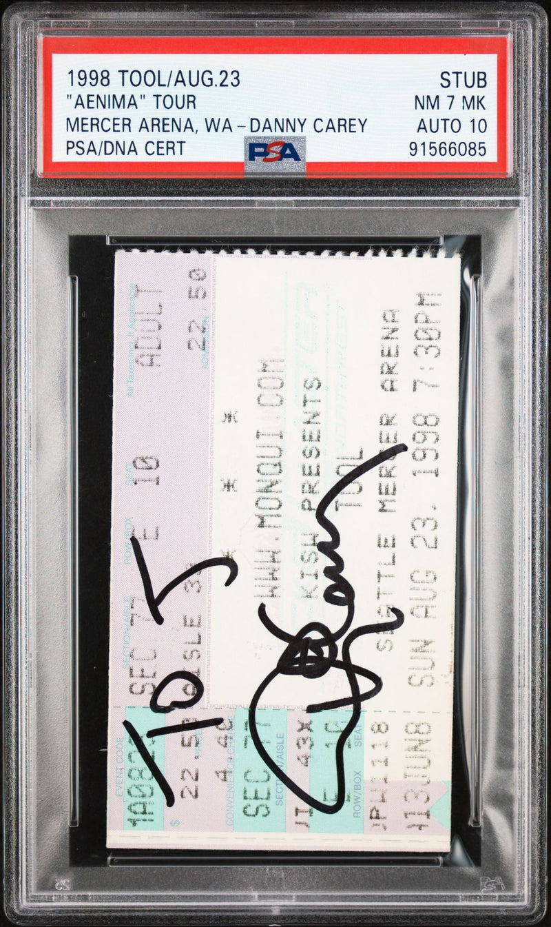 Danny Carey Signed Autographed Ticket Stub “Ænima” Tour 8/23/98 PSA 7/10 Near Mint