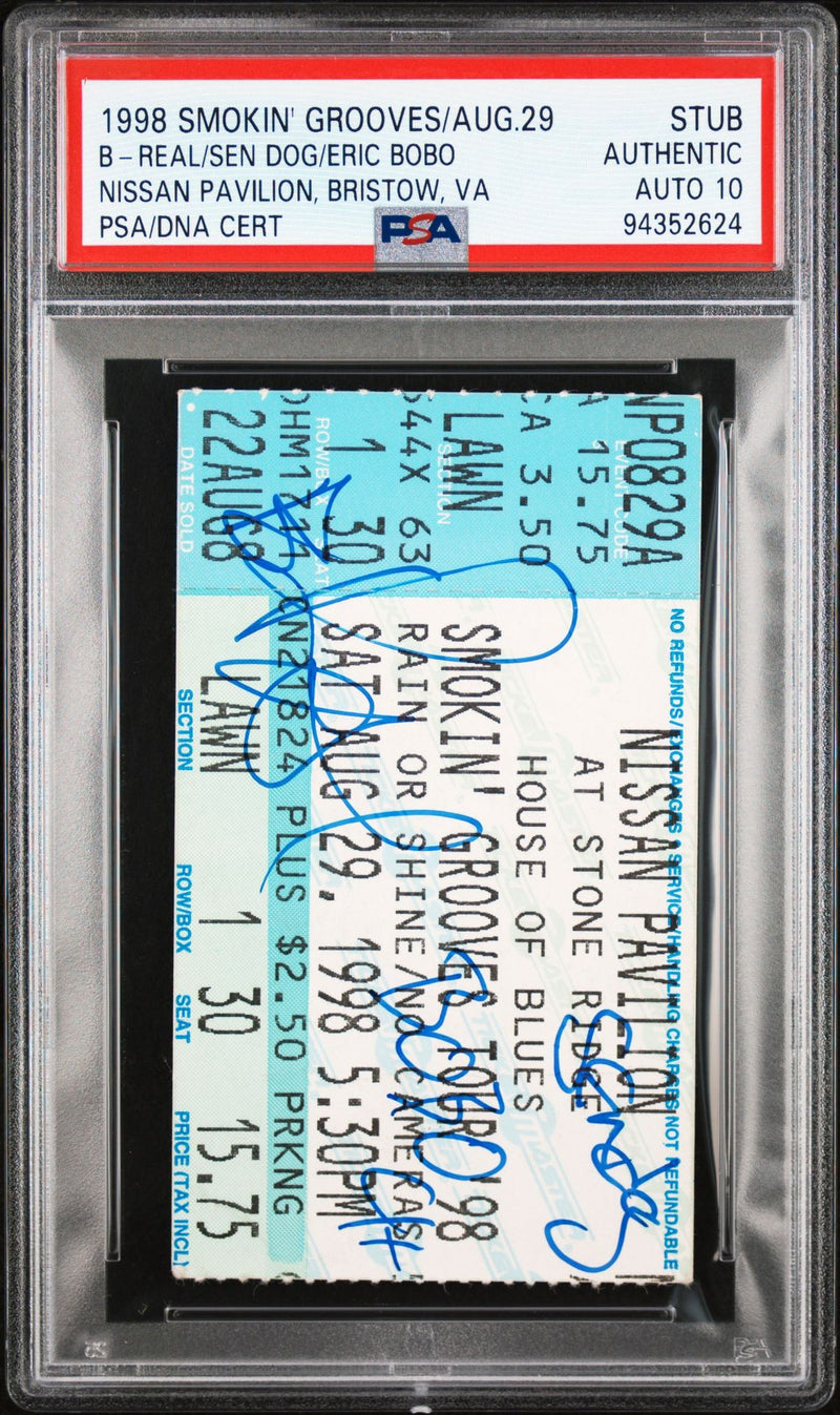 Cypress Hill Signed Autographed Ticket Stub “Smokin’ Grooves” 8/29/98 PSA/DNA 10 Gem Mint