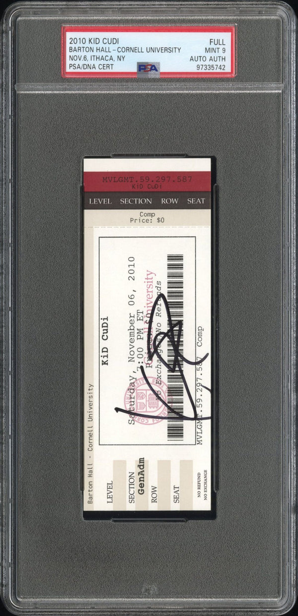 Kid Cudi Signed Autographed Full Ticket 11/6/10 PSA 9 Mint