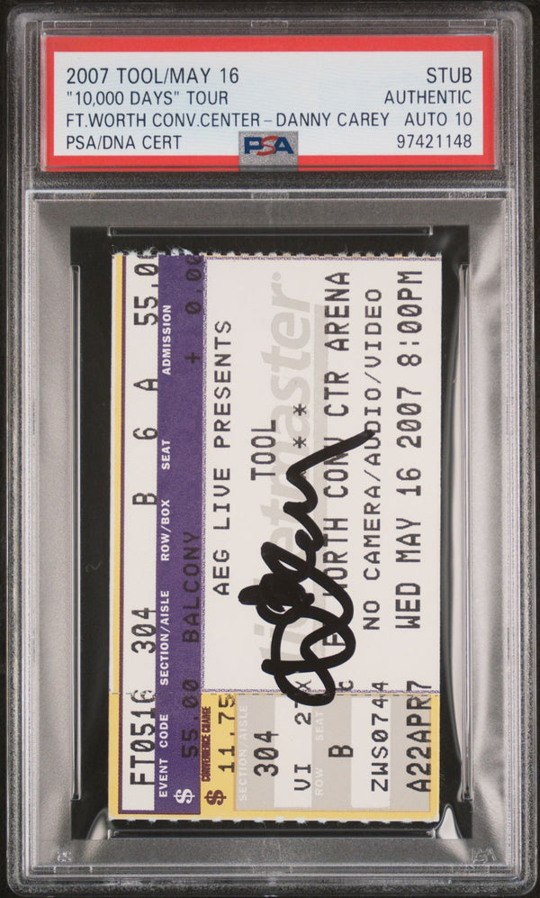 Danny Carey Signed Autographed Ticket Stub “10,000 Days” Tour 5/16/06 PSA/DNA 10 Gem Mint