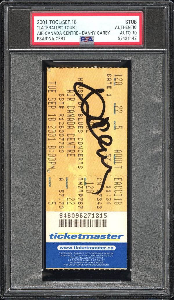 Danny Carey Signed Autographed Ticket Stub “Lateralus” Tour 9/18/01 PSA/DNA 10 Gem Mint