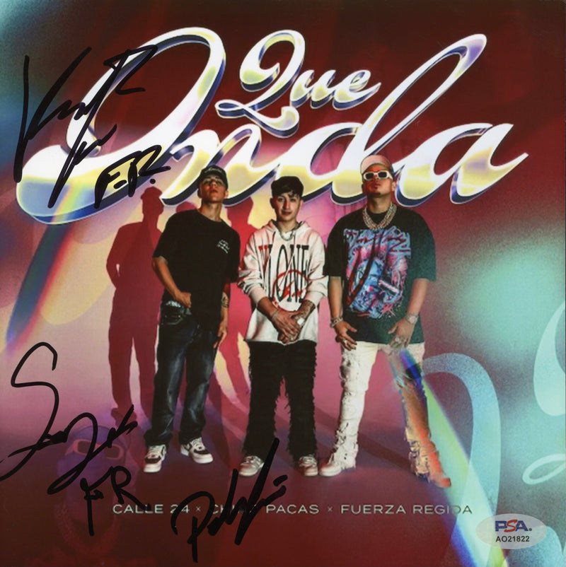 Fuerza Regida Signed Autographed 8x8 Photo "Qué Onda" PSA/DNA Authenticated