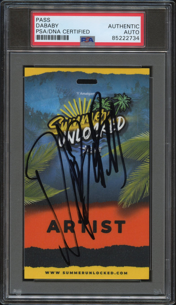 DaBaby Signed Autographed Summer Unlocked Artist Pass 7/23/21 PSA/DNA Authenticated