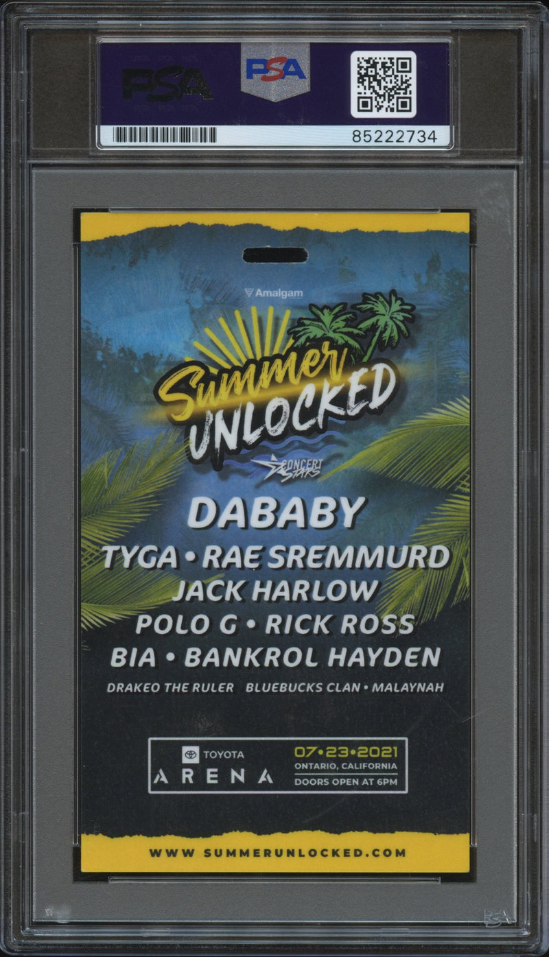 DaBaby Signed Autographed Summer Unlocked Artist Pass 7/23/21 PSA/DNA Authenticated