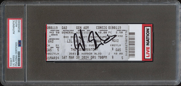 Lil Skies Signed Autographed Full Ticket 3/30/24 PSA/DNA Authenticated