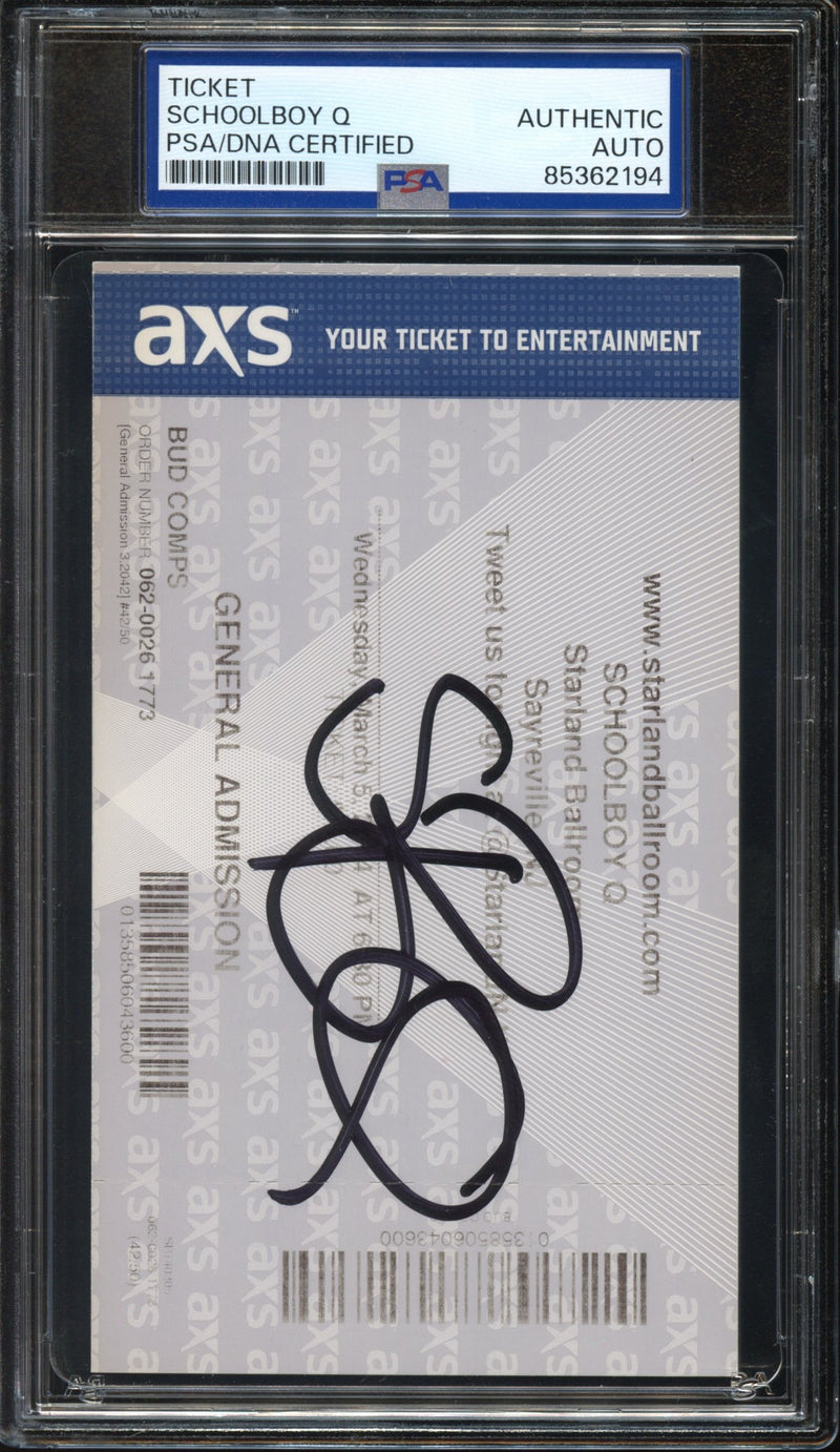 Schoolboy Q Signed Autographed Full Ticket "Oxymoron" Tour 3/5/14 PSA/DNA Authenticated