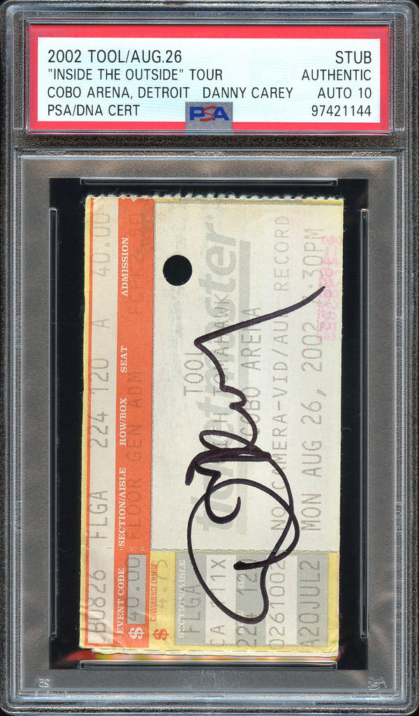 Danny Carey Signed Autographed Ticket Stub “Inside The Outside” Tour 8/26/02 PSA/DNA 10 Gem Mint