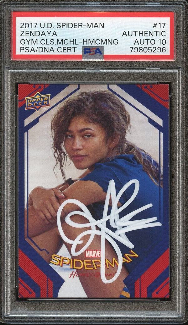 2017 U.D. Spider-Man #17 Zendaya Gym Class Michelle Auto PSA/DNA 10 Gem Mint